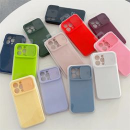 Push window case for iphone 15 13 14 12 11 pro max Silicone phone case for iphone 14 plus Camera protection full cover case