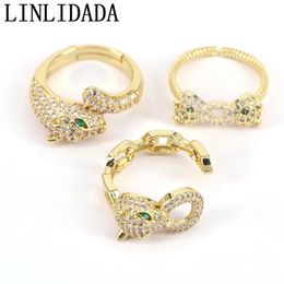 Band Rings 10Pcs Fashion Gold Color Animal Rings Cubic Zircon Leopard Ring Women's Jewelry Vintage Rings 231222
