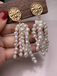 Dangle Earrings Freshwater Pearl White Baroque 3-4mm S925 Hook Tassel Nature Wholesale For Women Xmas Gift