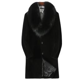Imitation fur coat Men's fluffy long faux fox collar thick trend men Furry clothing korean fashion winter hair jackets