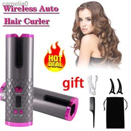 Hair Curlers Straighteners Auto USB Rotate Ceramic Hair Curler Portable Auto Curler LED Display Temperature Professional CurlerL231222