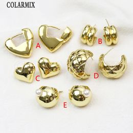 Dangle Chandelier 10 Pairs Gold Plated Hoop earrings Round Smooth Metallic Fashion Design Women Jewelry Gift 30790 231222