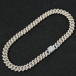 Fashion Hip Hop Necklace Men Designer Bracelet 14mm Cuban Link Chain Necklaces 16 18 20 22 24inch Rapper Diamond Chains Double Col154x