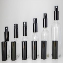 Wholesale Lot Clear Glass Spray Bottles 10ml 15ml 20ml 30ml 50ml 100ml Portable Refillable Bottles with Perfume Atomizer Black Cap Uxqms