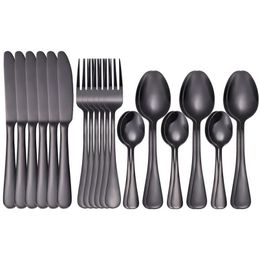 Pcs Black Dinnerware Set Cutlery Stainless Steel Rainbow Dinner Tableware Wedding Silverware Sets218m