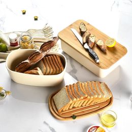 Large Capacity Bread Storage Box Wooden Lid Storage Box Toast Specific Kitchen Storage Kitchen Organiser 231221