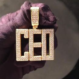 14K Custom Name Square Letters Pendant Necklace Gold Silver Rosegold 3Colors Cubic Zirconia Jewelry277m