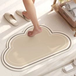 Cloud Shape Absorbent Bathroom Bath Mat Antislip Shower Rug Quick Drying Floor Diatomit Pad Bathtub Carpet 231221