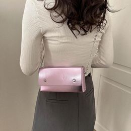 Shoulder Bags 2023 Y2K Style Square Messenger Bag Solid Color Chain Satchel Girl Glossy Wedding Purse Party Banquet Crossbody