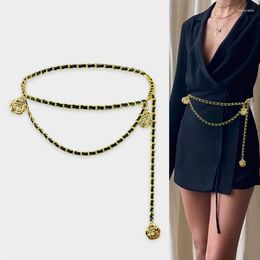 Belts Fashion Gold Chain Belt Female Waist Adjustable Tassel Metal For Women High Quality Easy Waistband Thin Strap184Q