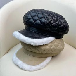 Berets Octagonal Hat Duck Bill Beret Female Painter's Loose Big Head Circumference Autumn And Winter To Keep Warm Boinas