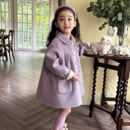 Girl en Coat Overcoat Jacket Windbreak 2023 Purple Warm Thicken Winter CottonTeenagers Outwear Children s Clothing 231221