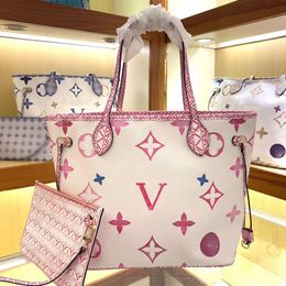 Luxury Shopping Bags Designer Tote Bag Women Handbags Genuine Leather Fashion Shoulder Bags with Drawstring Pink Mommy Tote Handbag 2pcs/set High Quality M22980