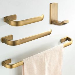 Antique Brass Bathroom Accessories Hardware Set Toilet Paper Roll Holder Bath Towel Rail Ring Wall Mounted Robe Coat Hook 231221