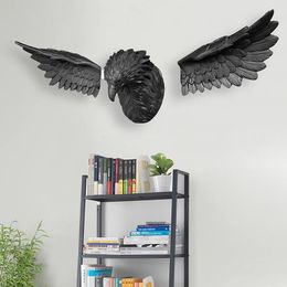 3D Eagle Head Wall Hanging Decoration Animal Figurines Living Room Decor Decorative Sculpture Home Interior 231221