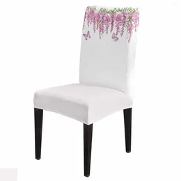 Chair Covers Spring Pink Wisteria Butterfly Cover Set Kitchen Stretch Spandex Seat Slipcover Home Decor Dining Room