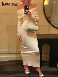 Casual Dresses Women 2023 Autumn Winter Long Sleeve Party Club Evening Streetwear White Dress Wholesale Items For Business