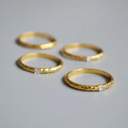 Band Rings French Cool Style Simple Layered Plain Face Aperture Brass Gold Plated Index Finger Ring Female 231222