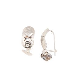 Silver Jewelry Gold Plated Filigree Diamond Cut Ethiopian Earring with Heart Charm Dangle254N