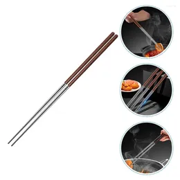 Kitchen Storage Long Cooking Chopsticks With Wooden Handle For Chinese Pot And Noodle