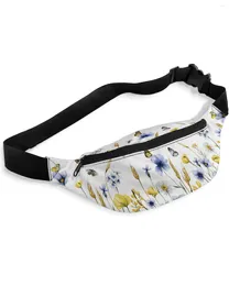 Waist Bags Flower Butterfly Wheat Ear Packs For Women Waterproof Outdoor Sports Bag Unisex Crossbody Shoulder