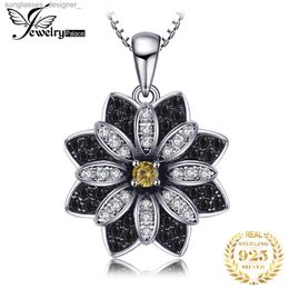 Pendant Necklaces JewelryPalace Flower Natural Smoky Quartz Black Spinel 925 Sterling Silver Necklace Pendant for Women Fine Jewellery Without ChainL231222