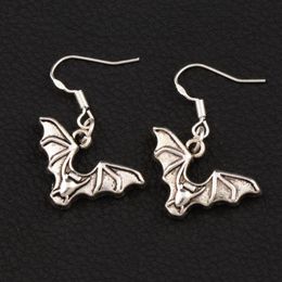 Flying Bat Animal Dangle Chandelier Earrings 925 Silver Fish Ear Hook 40pairs lot E979 32 6x23 9mm317I