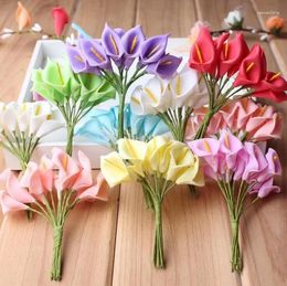 Decorative Flowers 1.5cm Lily Foam Flower Calla Bouquet Handmade For Gift Box Scrapbooking Craft Birthday Wedding Party Decoration DIY Favour