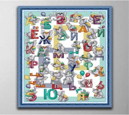 Russian letters Handmade Cross Stitch Craft Tools Embroidery Needlework sets counted print on canvas DMC 14CT 11CT6728465