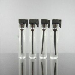 Wholesale Price 1ml 2ml E Liquid Fragrance Test Tube Glass Bottles Mini Sample Clear Bottles with Black White Cap Pjjpb