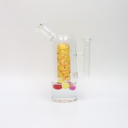 8inch Glass Bong Percolator Hookah Yellow Duck Water Pipe Beautiful 14mm Female Joint with Bowl