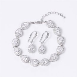 Earrings & Necklace WEIMANJINGDIAN Teardrop Cubic Zirconia CZ Crystal Wedding Bracelet And Earring Bridal Jewelry Set Bridesmaid G270H