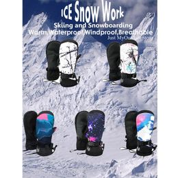 -30 Men's and Women's Snow Gloves Winter Warm Breathable Windproof Waterproof Outdoor Skiing Snowboarding Mittens Palm Finger 231221