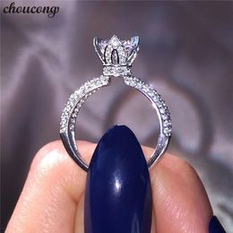 choucong Handmade Promise Crown Ring 925 sterling Silver Diamond cz Engagement Wedding Band Rings For Women men Jewelry298F