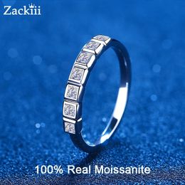 0.56CT Lab Diamond Ring Pass Diamond Test Wedding Rings Stackable Band Princess Cut 7 Stones Bridal Promise Rings 231221