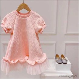 Girl's Dresses Children's Dress Spring Summer New Girls' Pink Gauze Short Sleeve Princess Dress Girls Clothes Ropa De Nia