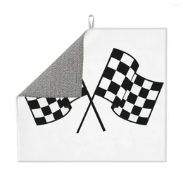 Table Mats Pit Crew Chequered Flag Dish Drying Mat For Kitchen Super Absorbent Fast Dry Microfiber Race Car Racing Dishes Drainer Pads
