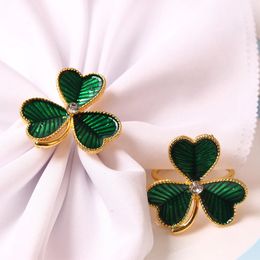 12pcslot green leaf napkin ring valentine table decoration buckle paper towel rings holders 231221