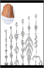 Bell Sier Rose Gold 6Pcs Belly Button Navel Dangle Body Piercing Jewelry Accessories Charming Sexy Rings Bar 7Cw9X4811143