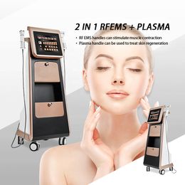 Professional 2 in 1 Plasma Eyelid Neck Face Lifting Wrinkle Dispelling EMS RF Skin Brightening Lymphatic Drainage Vertical Equipment for Resurfacing