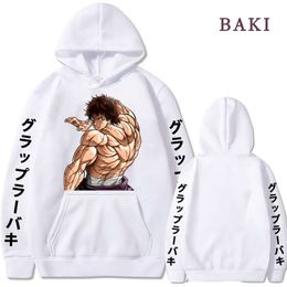 Hot Sale Baki Hanma Anime Hoodies 90s Graphic Printed Sweatshirts Unisex Vintage Hoody Pullover Loose Hip Hop Daily Streetwear