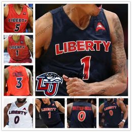 Jam Custom Liberty Flames College Basketball Any Name Number Yellow Navy White Red #1 Caleb Homesley 3 Lovell Cabbil Jr. 31 Scottie James Jersey