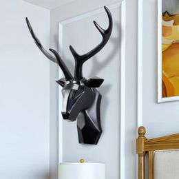 Home Decor Large Size Deer Head Statue Wall Decoration Sculpture Living Room Decorative Modern Nordic Art Figurine Miniature 231221