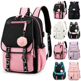 Bags New Student Backpack Large School Bags For Girl Ins Korean Fashion Canvas Schoolbag Waterproof Student Book Bag Cute Travel Bag