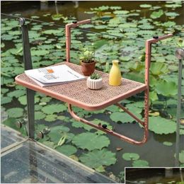 Other Furniture Balcony Hanging Table Railing Metal Iron Rack Foldable European Simple Mini Wall Hangings Learning Tables25 Drop Deliv Dhme3