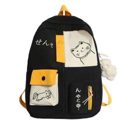 Bags Teen School Bags for Girls Cute Backpack Women Black Nylon Casual Cool Middle Student Schoolbag