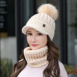 Winter knitted Beanies Hats Female knit Letter Z Bonnet Beanie Caps Outdoor Riding Ski Sets Women Thick Warm Beanie Skullies Hat 231221