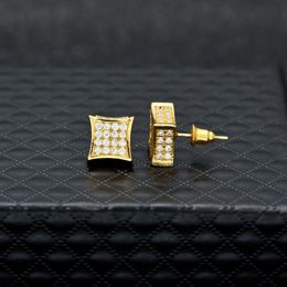 New Mens Jewellery Stud Earrings Hip Hop Cubic Zirconia Diamond Fashion Copper White Gold Filled Crystal Earring283S