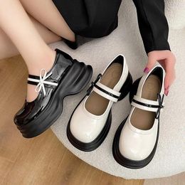 Dress Shoes Spring Black Thick Sole Sweet Women's Mary Jane Casual Outdoor Anti Slip Versatile Solid For Women Heels