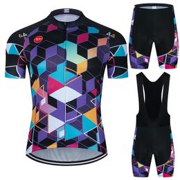 Sets sudu colorful pattern cycling jersey set summer short sleeve and shorts suithigh quality material bike clothing